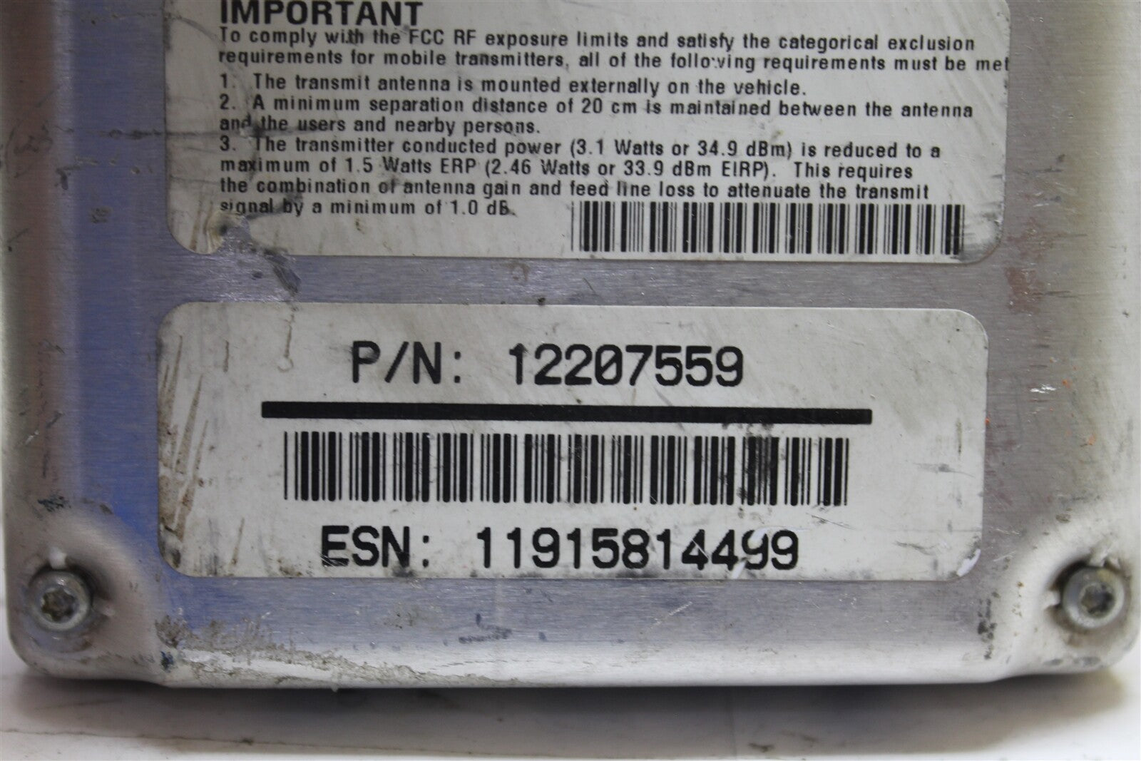 00-02 Chevrolet Tahoe Driver Assist OnStar Receiver Unit 12207559 Module 685 1C3